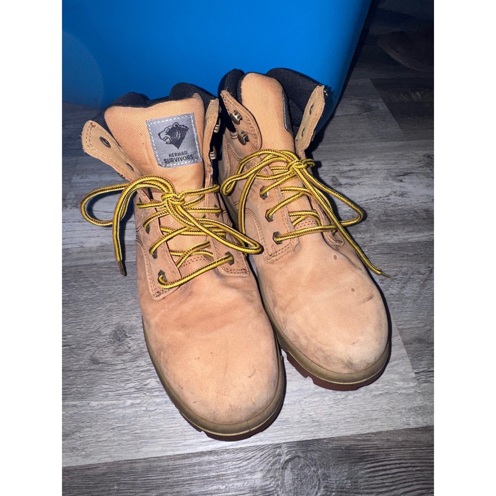 Herman Survivors Mens Wheat Waterproof Steel Toe Work Boots 8W MNHS49DP002